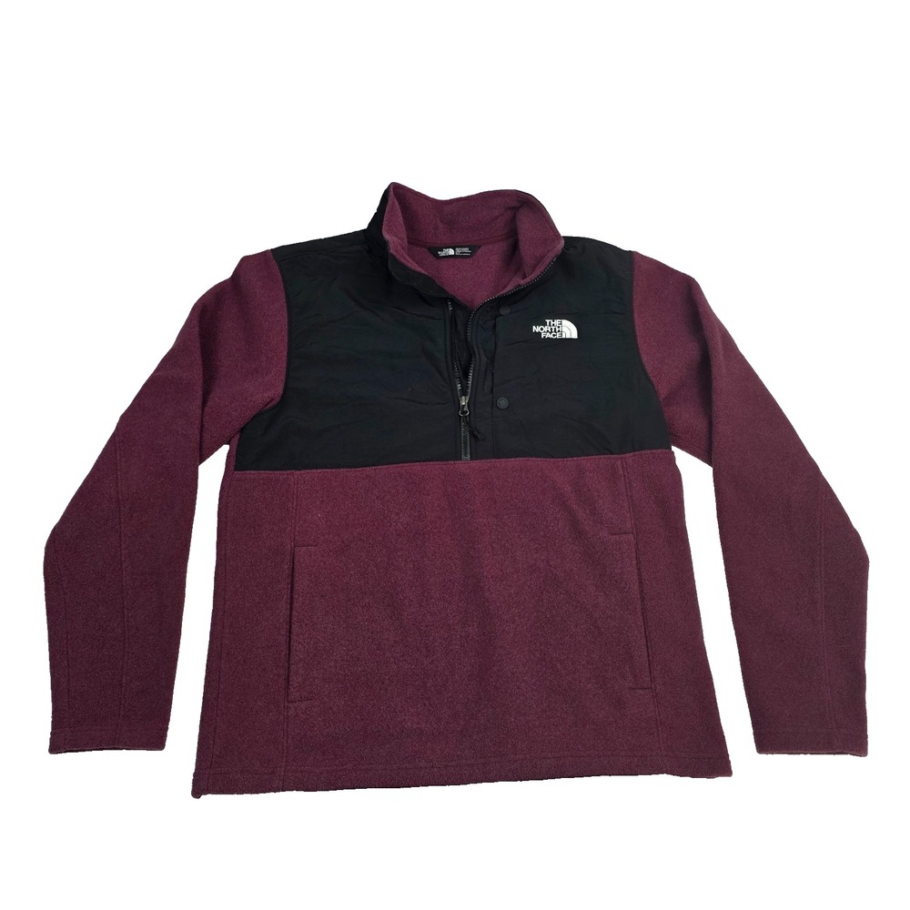 The North Face‎ Sweater Mens M Purple Black 1/4 Zip Fleece Long Sleeve